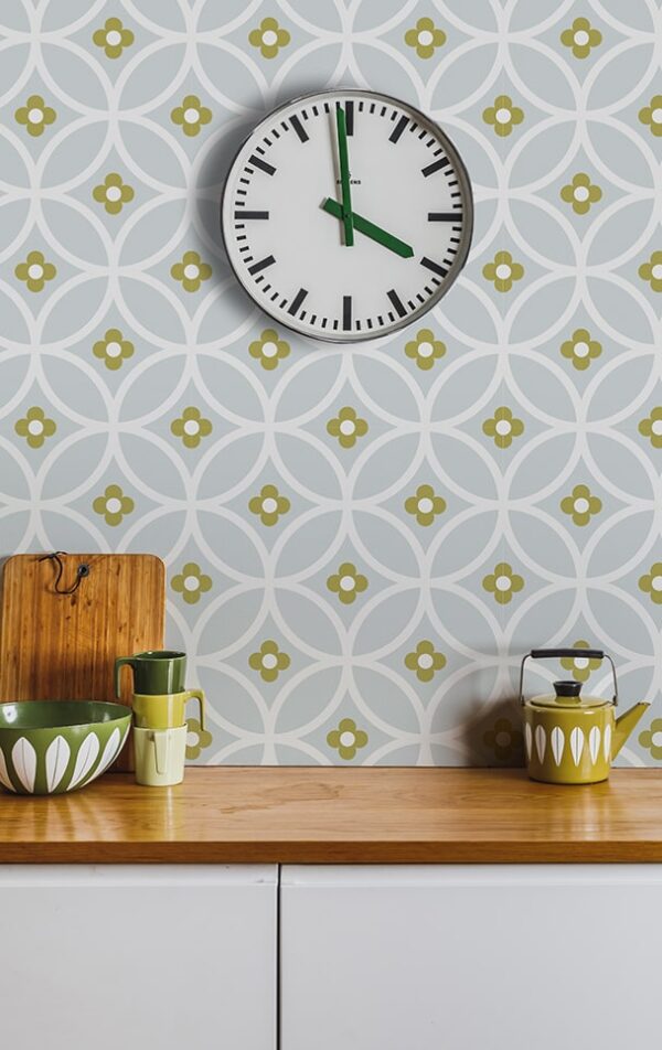 kitchen wallpaper Grey and Olive